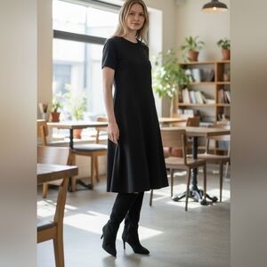 Antonio Melani Black Genuine Suede Leather Dress Knee High Heels Boots